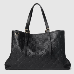 Black embossed GG leather