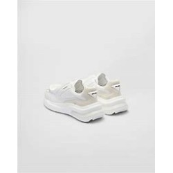 PRADA Brushed Leather Sneakers Bike Fabric Suede White