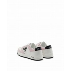 PRADA District Sneaker White Pink Perforated Leather
