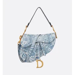 Celestial Blue and White Grained Calfskin