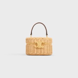 TRIOMPHE OVAL BOX IN WICKER AND CALFSKIN