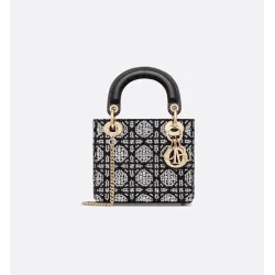 Cannage Embroidery with Black Beads and Silver-Tone Strass