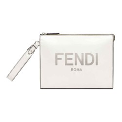 FENDI Calfskin Wrist Bags Clutches Light Gray