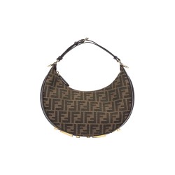 FENDI Fendigraphy Calfskin Crescent Bag Brown