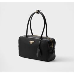 PRADA Re-Nylon and leather medium top-handle bag with padlock