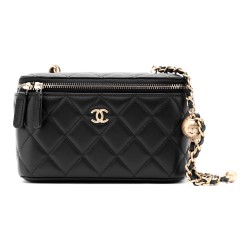 CHANEL Sheepskin Box Bag Black