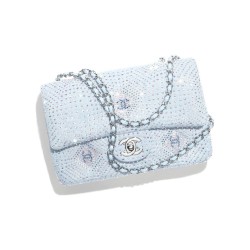 CHANEL Denim Fabric With Rhinestone Blue & Silver