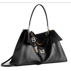 BALENCIAGA WOMEN'S HOURGLASS SOFT LARGE HANDBAG IN BLACK
