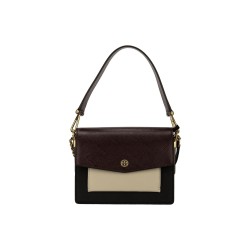 TORY BURCH Robinson Cow Leather Burgundy White Black