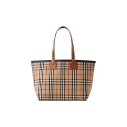 Burberry Cotton Canvas With Calfskin Tote Bag Shopping Bag Photinia Brown Black
