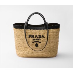 Prada Medium crochet and leather tote bag