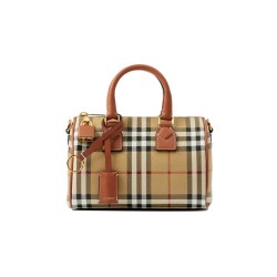 Burberry Check Mini Bowling Bag Archive Beige Briar Brown