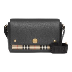 Burberry NoteVintage Plaid Patchwork Leather Unisex Black
