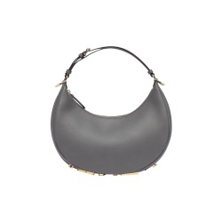FENDI Fendigraphy Calfskin Crescent Bag Dark Gray