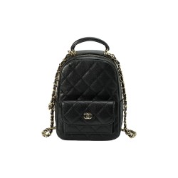 CHANEL Grained Cow Leather Backpack Mini Black