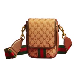 GUCCI PALACE Collaboration Canvas With Leather Camel