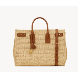 Saint Laurent Paris\sac de jour supple in raffia and leather