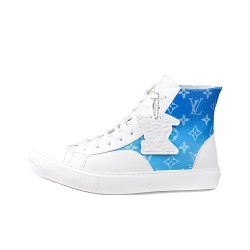 LOUIS VUITTON Tattoo Ankle Sneakers 'White With Blue Monogram'