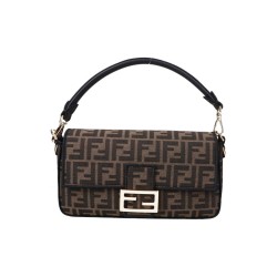 FENDI Baguette Fabric Baguette Bag Handbag Shoulder Bag Crossbody Bag Medium Size Women's Brown