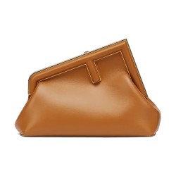 FENDI Fendi First Lambskin Clutches Shoulder Bag Brown