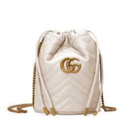 GUCCI White Leather Marmont mini