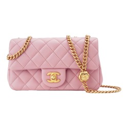 CHANEL Sheepskin Chain Bag Pink