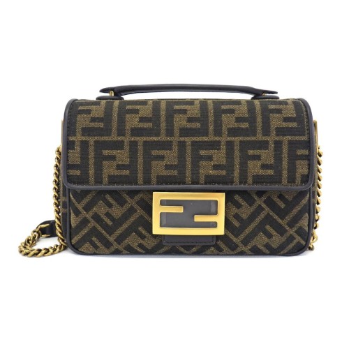 FENDI Baguette Calfskin Detail Baguette Bag Portable Crossbody Bag Shoulder Bag Medium Size Women's Brown