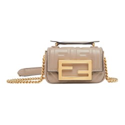 FENDI Baguette Sheepskin Crossbody Bag Beige