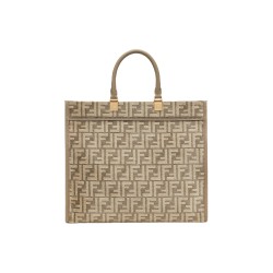 FENDI Sunshine Viscose Tote Bag Shopping Dove Gray