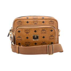 MCM Aren Small Canvas Crossbody Bag Cognac