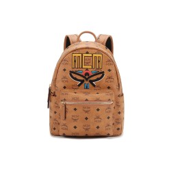 MCM Stark Visetos Artificial Leather Backpack Regular Brown Cognac