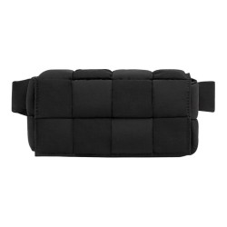 Bottega Veneta CASSETTE Fabric Square Bag, One Shoulder Crossbody Fanny Pack Black