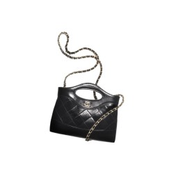 CHANEL Shiny Cow Leather Black