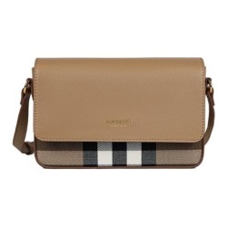 Burberry Calfskin Shoulder Bag Crossbody Beige