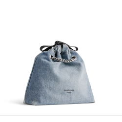 BALENCIAGA Crush Small Tote Bag Denim in Blue