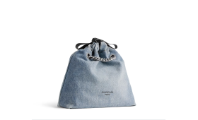 BALENCIAGA Crush Small Tote Bag Denim in Blue