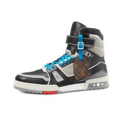 LOUIS VUITTON 408 Paris High Top Sneakers 'Black Grey Blue'