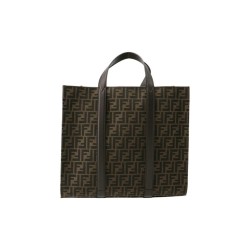 FENDI Cow Leather Tote Bag Shopping Bag Brown