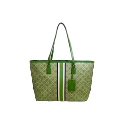 TORY BURCH T Monogram Coated Canvas Green