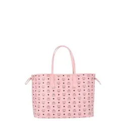 MCM Pink Monogram Printed Large Top Handle Bag