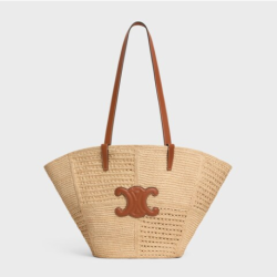 Celine Classic Panier Medium Couffin IN RAFFIA PATCHWORK AND CALFSKIN