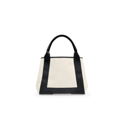 BALENCIAGA Navy Small Cabas in Beige