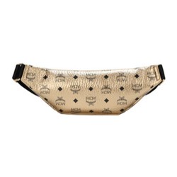 MCM Leather Crossbody Fanny Gold