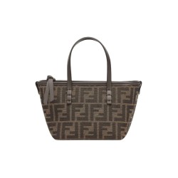 FENDI FF Calfskin Tote Bag Shopping Bag Brown