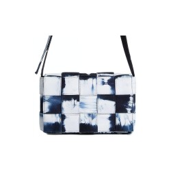 Bottega Veneta CASSETTE Denim Shoulder Bag Crossbody Bag  Marine Blue & White