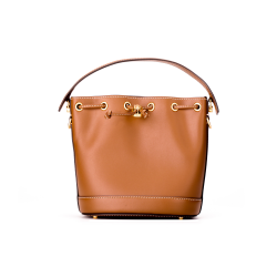 TORY BURCH Monogram Leather Bucket Bags Brown