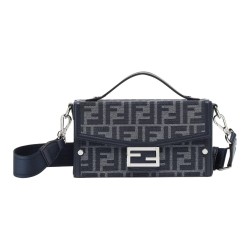 FENDI BaguetteTrunk Polyester Crossbody One Shoulder Handbags Men's Blue
