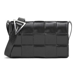 Bottega Veneta Cassette Intreccio Crossbody Bag Medium Black