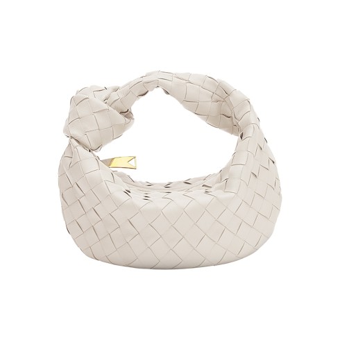 Bottega Veneta Lambskin Croissant Bag Chalk White