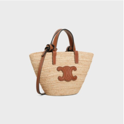 NANO SUPPLE CELINE CLASSIC PANIER IN RAFFIA AND CALFSKIN